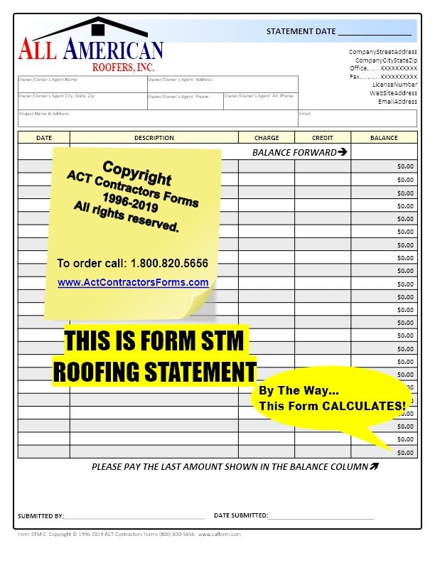 Roofing Contractor Invoice & Billing Forms